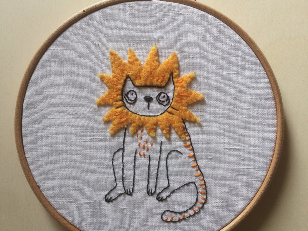 chatonpute Broderie chat lion criniere